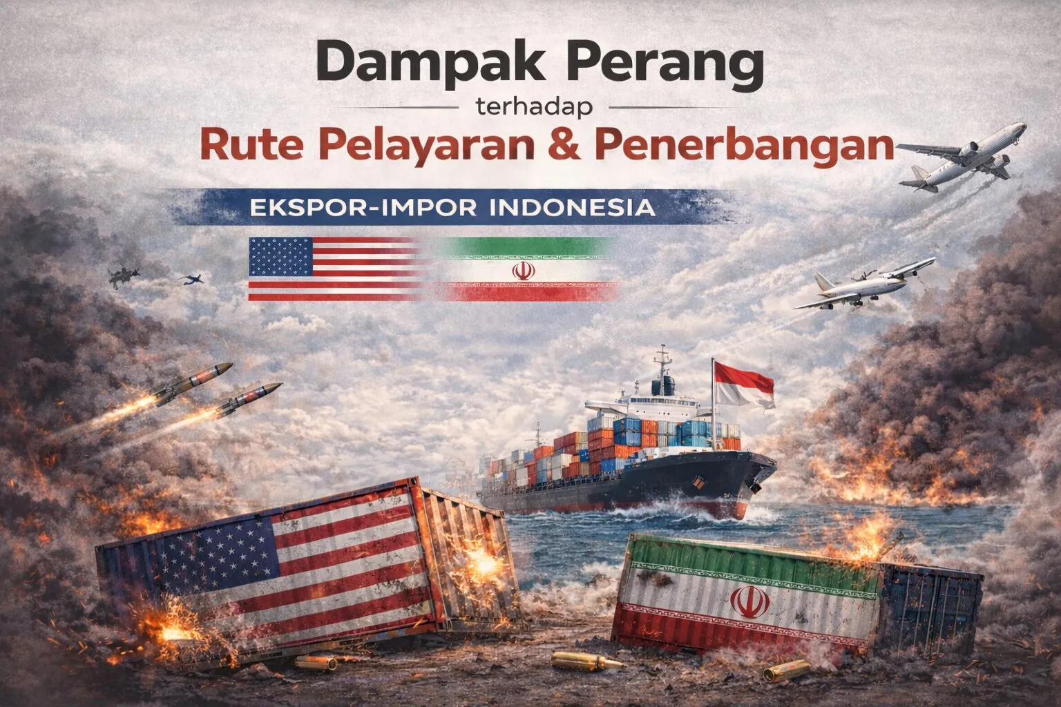 Dampak Perang terhadap Rute Pelayaran & Penerbangan Ekspor-Impor Indonesia