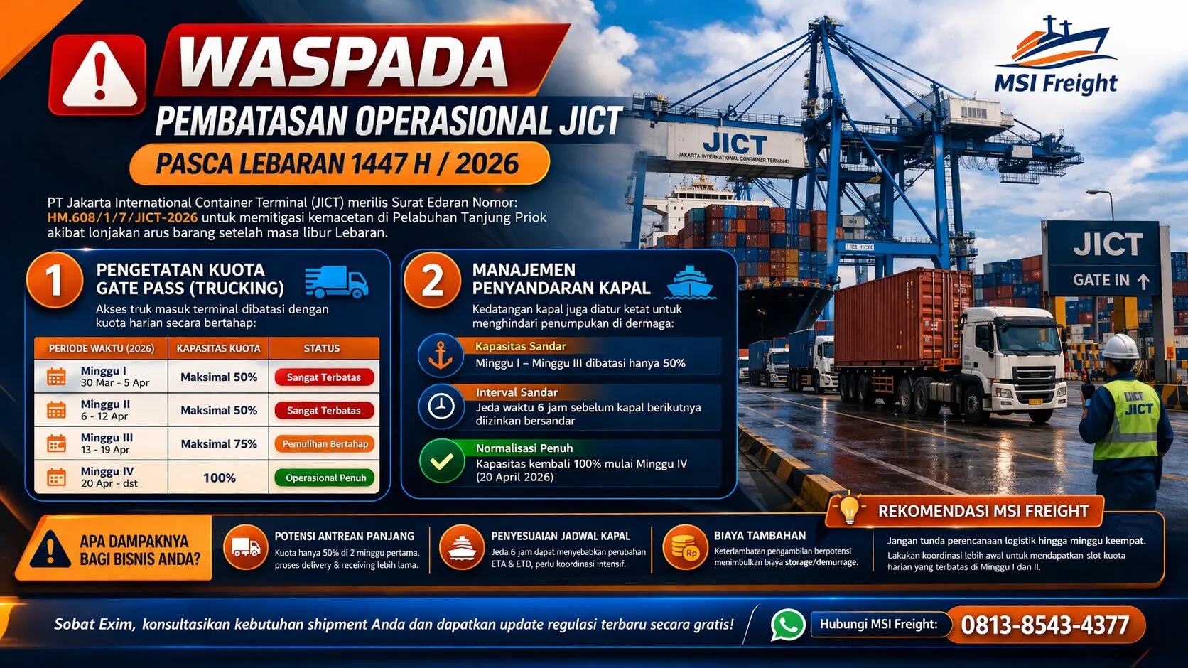 WASPADA PEMBATASAN OPERASIONAL JICT PASCA LEBARAN 1447 H / 2026